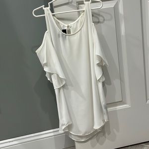 White cold shoulder blouse